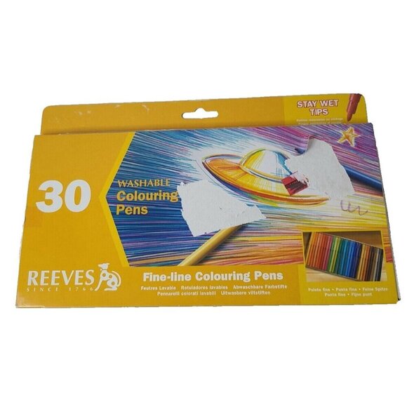 Reeves 30 Count Fine Line Washable Coloring Pens Stay Wet Tip Art Color Drawing - Picture 1 of 5
